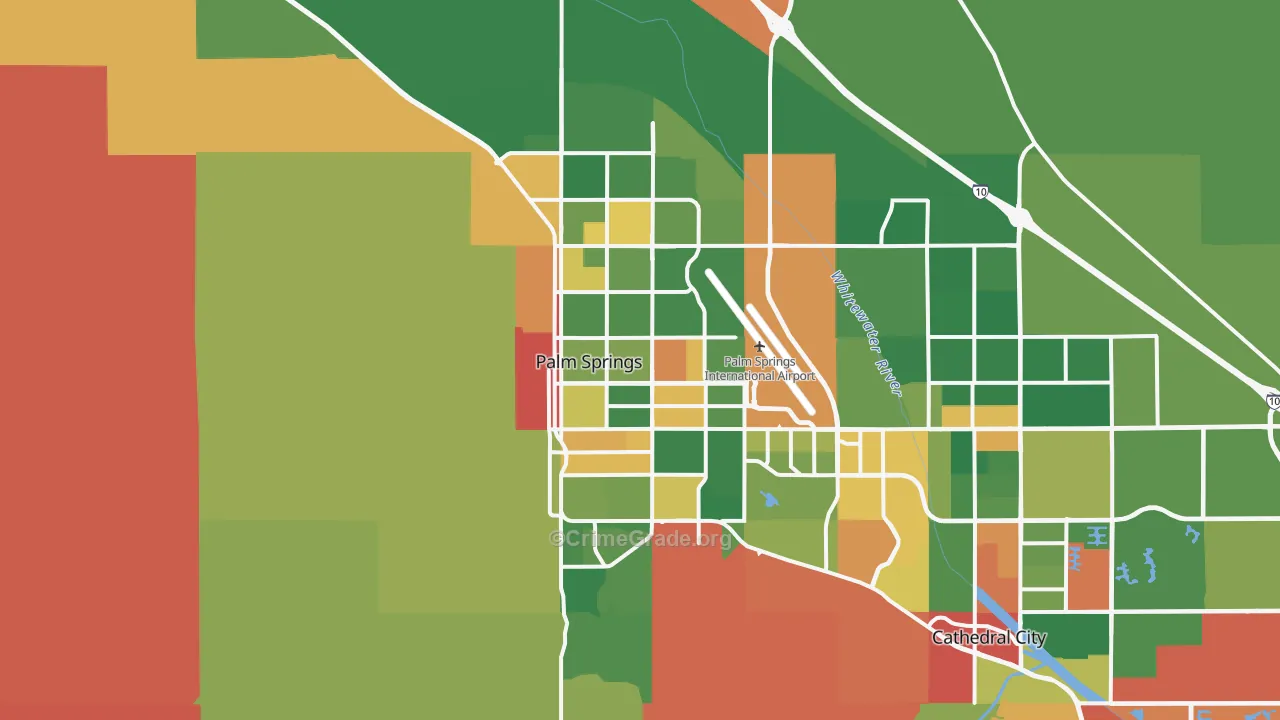 Palm Springs, CA Map of Robbery Rates