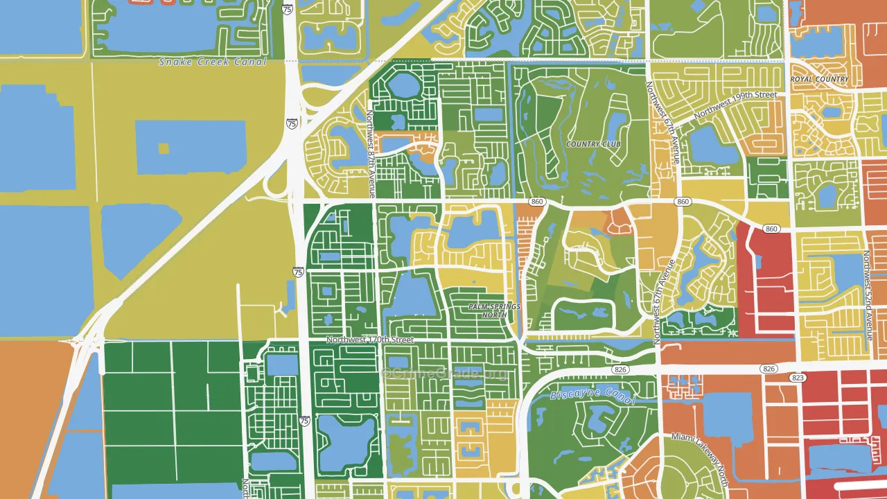 Palm Springs North, Hialeah, FL Map of Robbery Rates