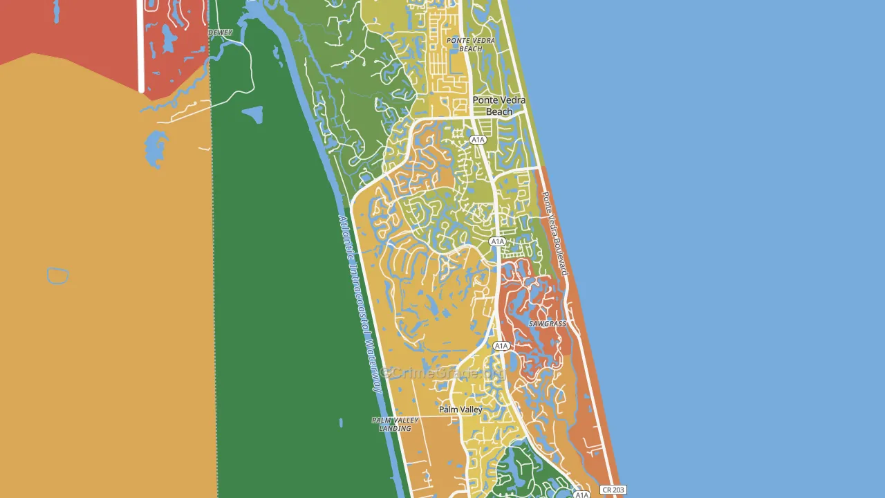 Palm Valley, FL Map of Robbery Rates
