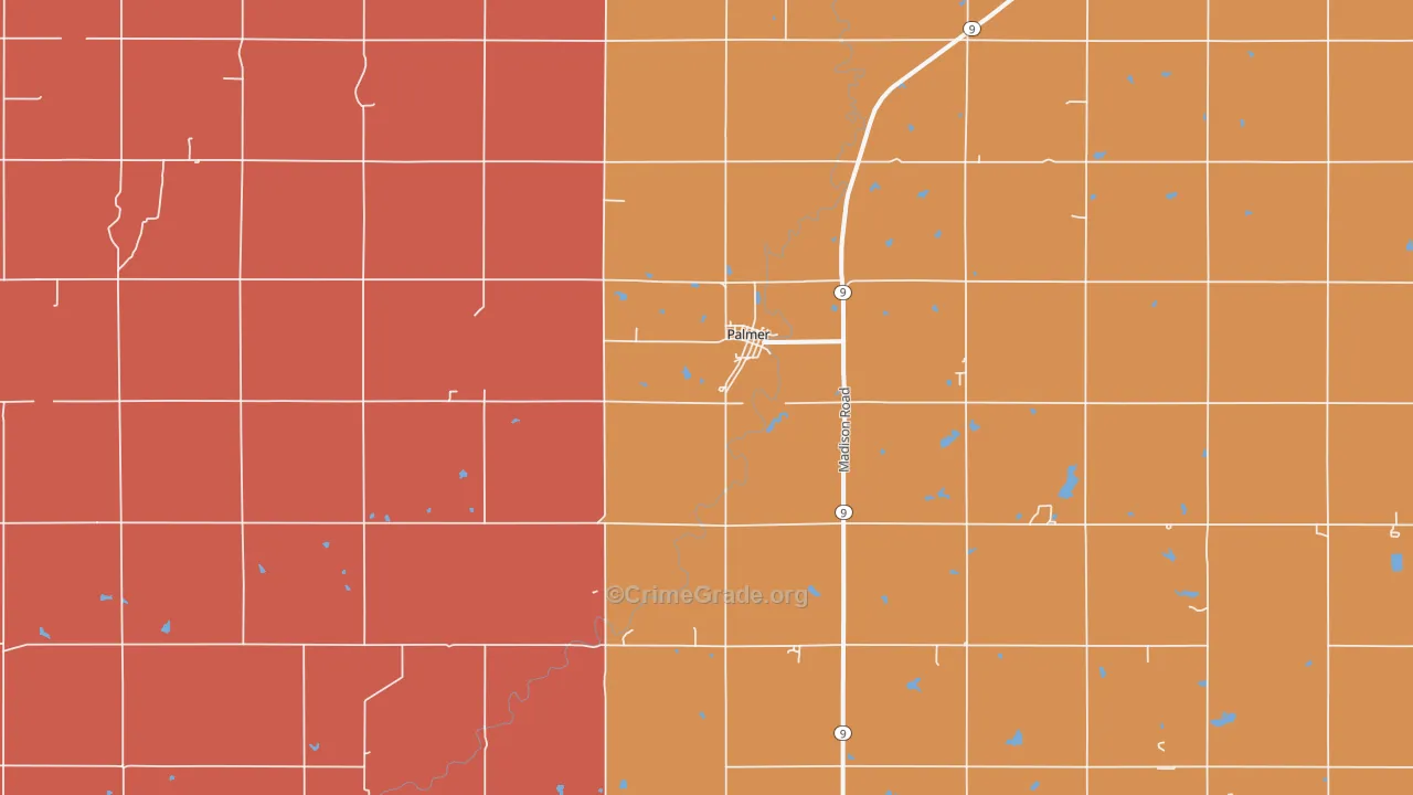 Palmer, KS Map of Robbery Rates