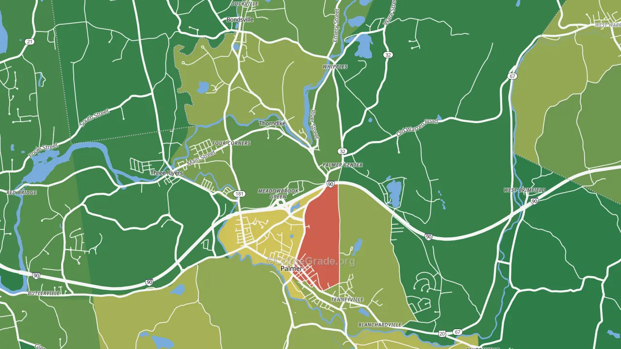 Palmer, MA Map of Robbery Rates