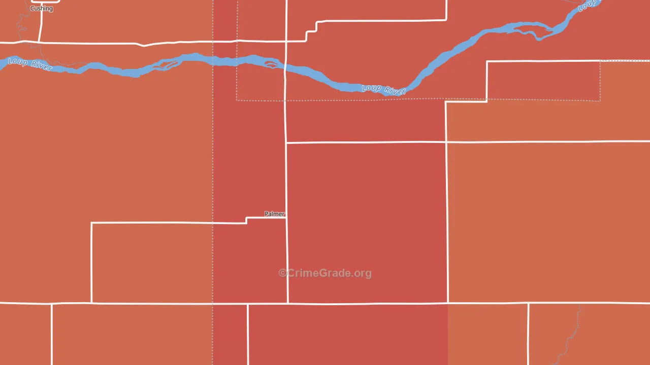 Palmer, NE Map of Robbery Rates