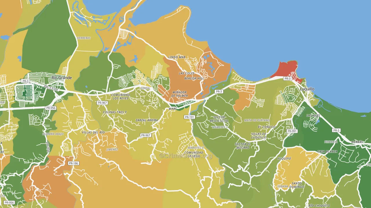Palmer, PR Map of Robbery Rates