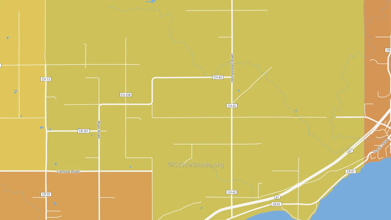Palmers, MN Map of Robbery Rates