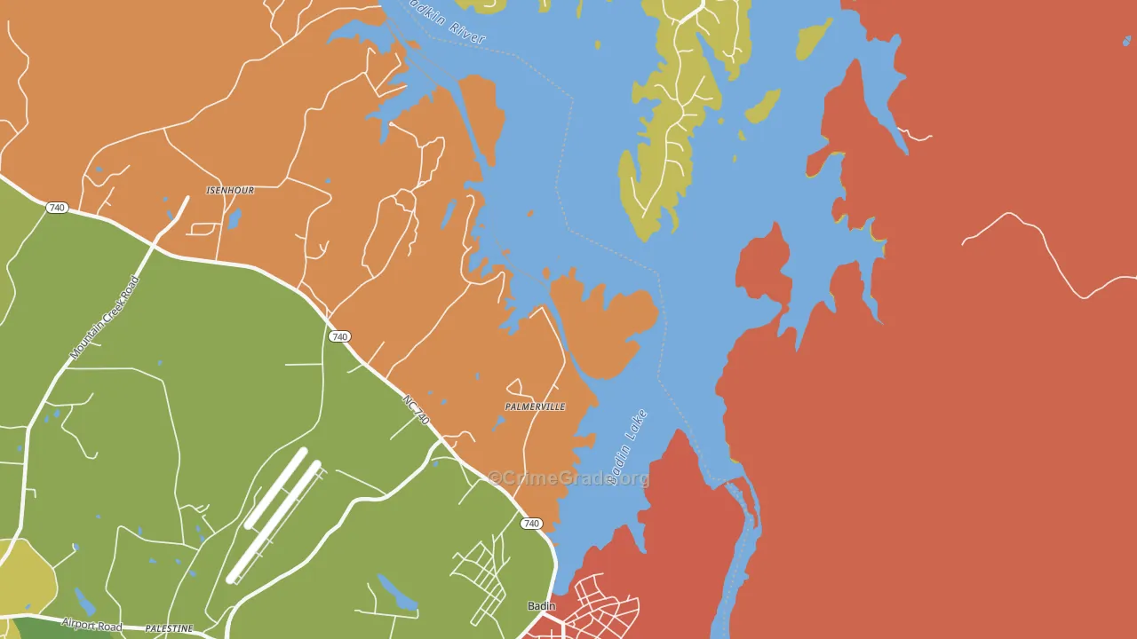 Palmerville, NC Map of Robbery Rates