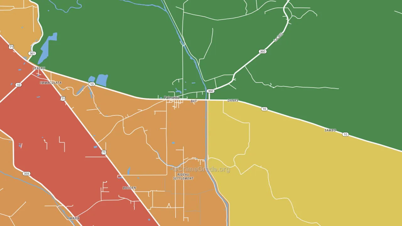 Palmetto, LA Map of Robbery Rates