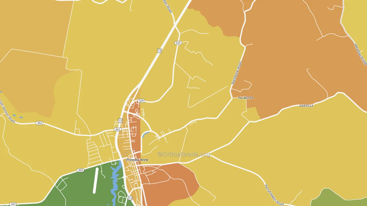Palmetto, MD Map of Robbery Rates
