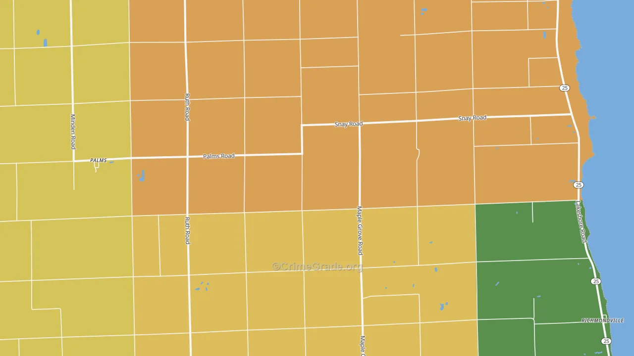 Palms, MI Map of Robbery Rates