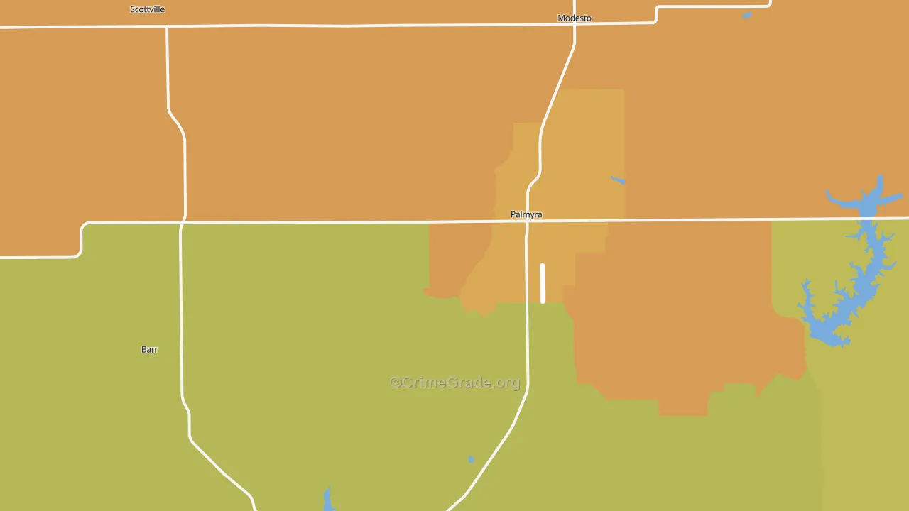 Palmyra, IL Map of Robbery Rates
