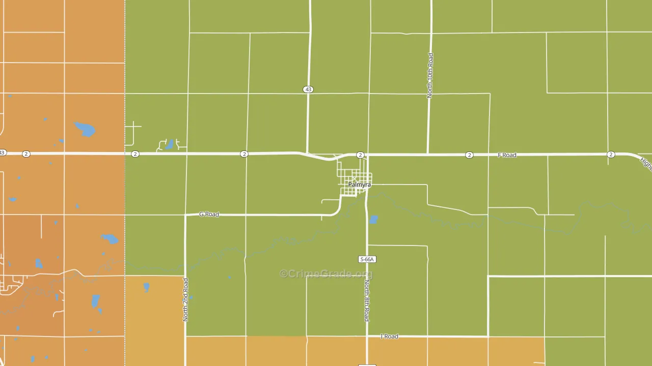 Palmyra, NE Map of Robbery Rates