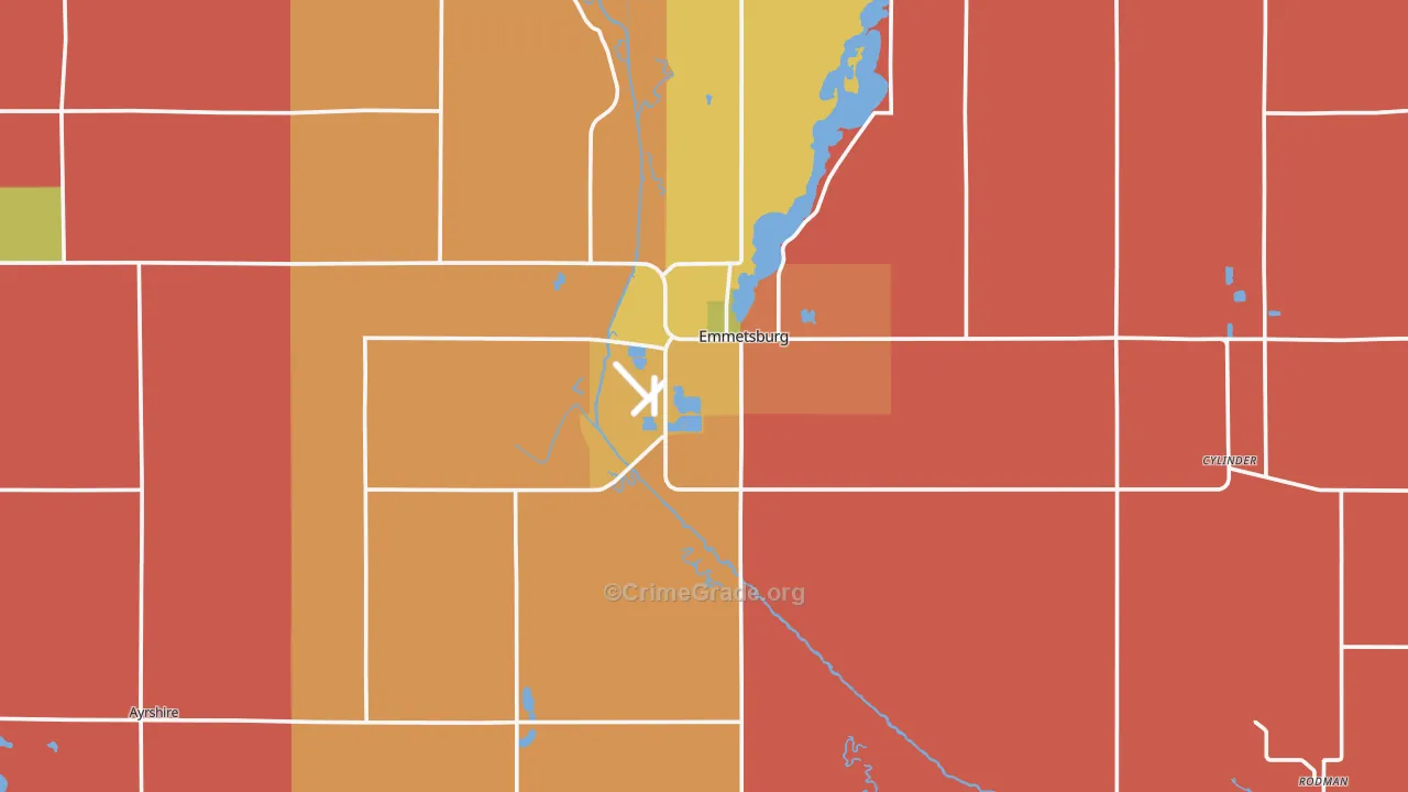 Palo Alto County, IA Map of Robbery Rates