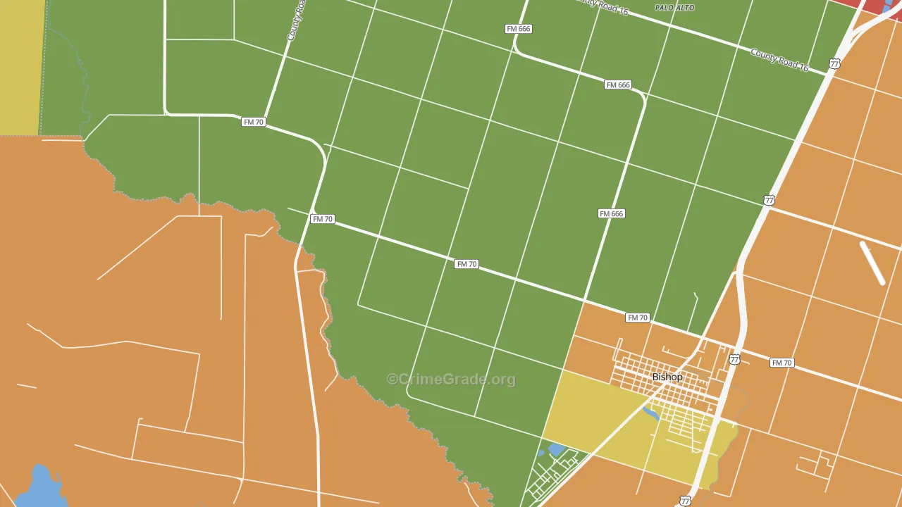 Palo Alto, TX Map of Robbery Rates