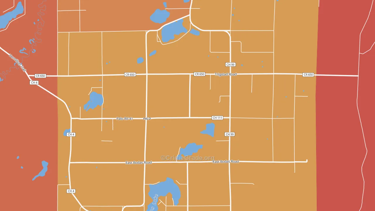 Palo, MN Map of Robbery Rates