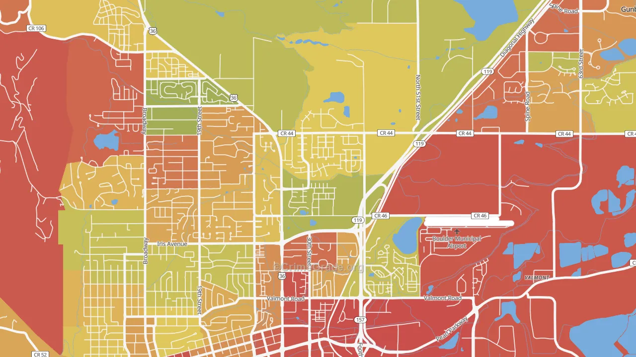 Palo Park, Boulder, CO Map of Robbery Rates