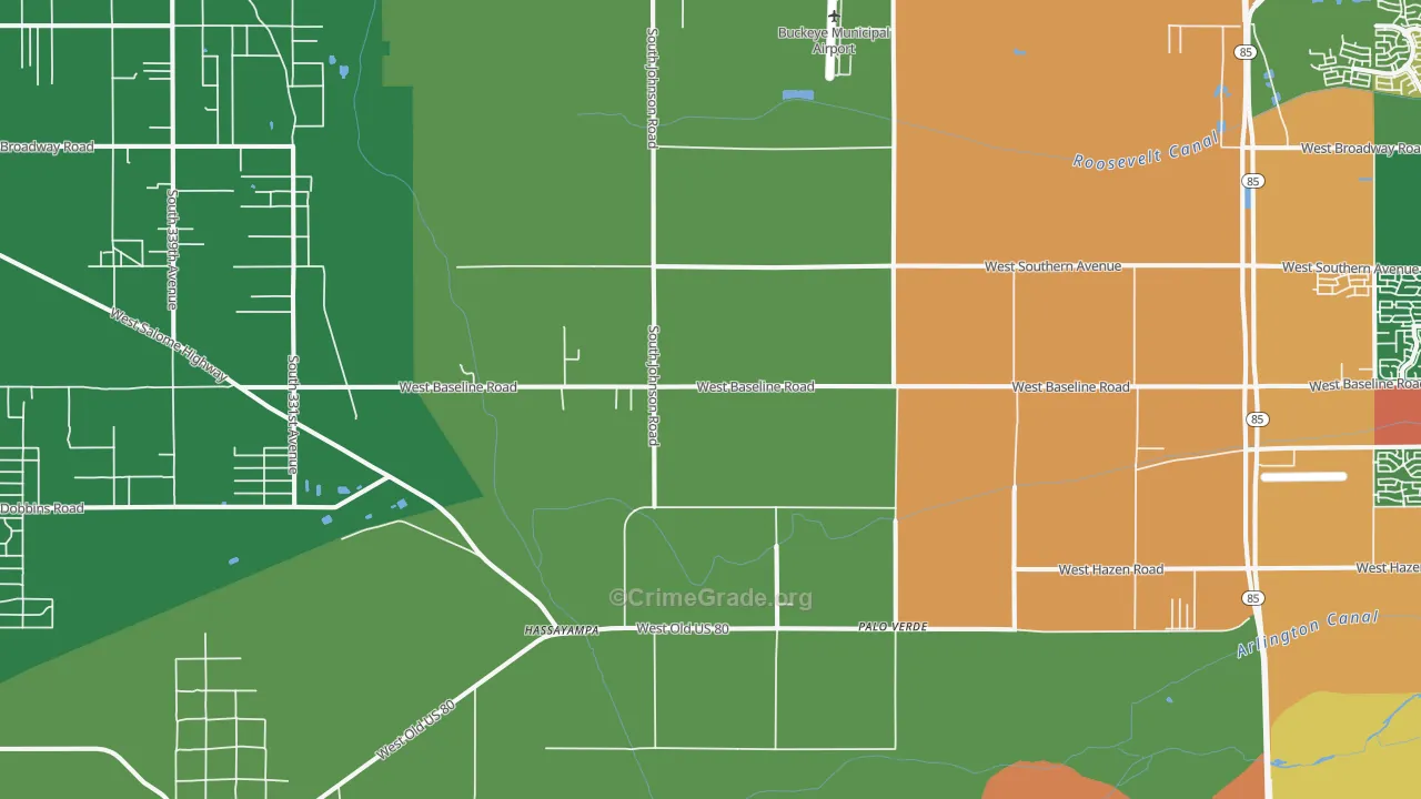 Palo Verde, AZ Map of Robbery Rates