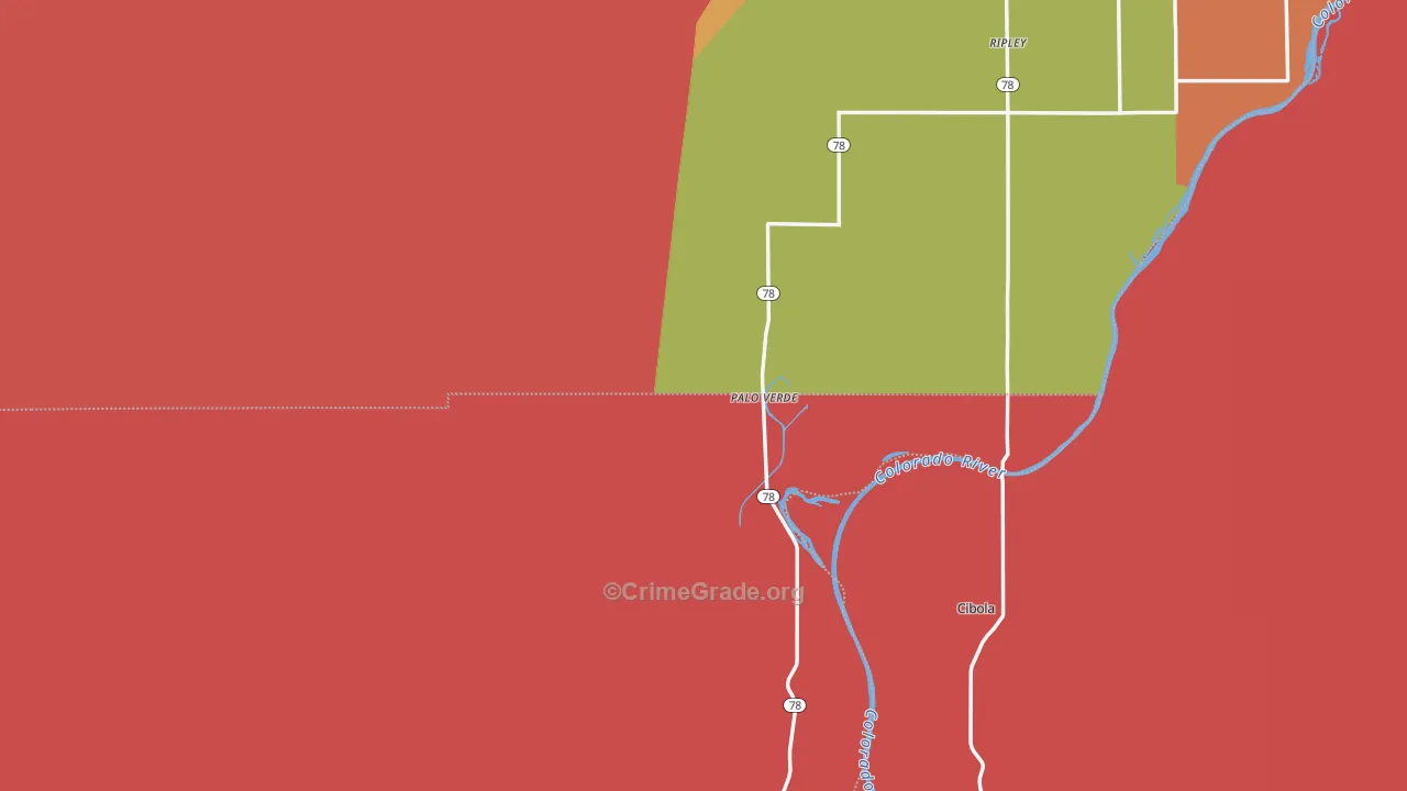 Palo Verde, CA Map of Robbery Rates