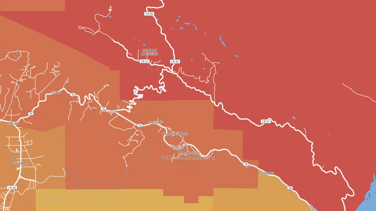 Palomar Mountain, CA Map of Robbery Rates