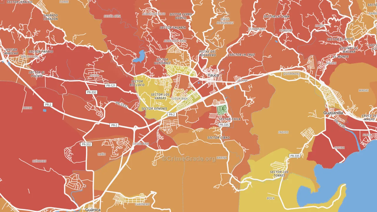 Palomas, PR Map of Robbery Rates