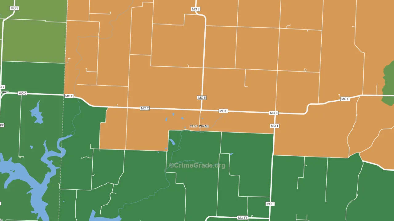 Palopinto, MO Map of Robbery Rates