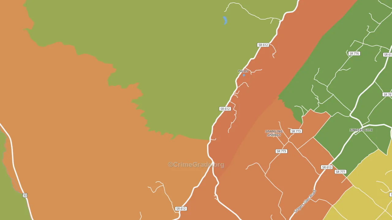 Palos, VA Map of Robbery Rates