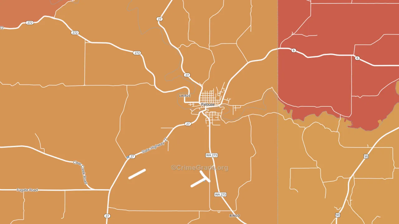 Palouse, WA Map of Robbery Rates