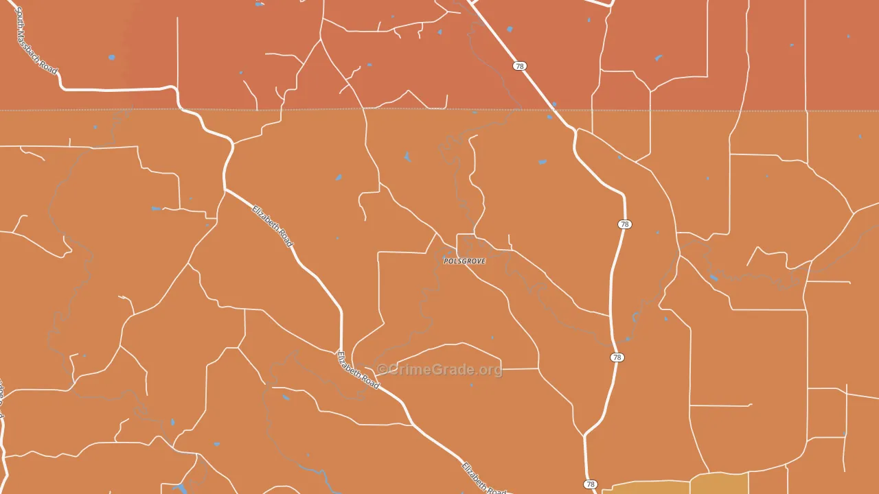 Palsgrove, IL Map of Robbery Rates