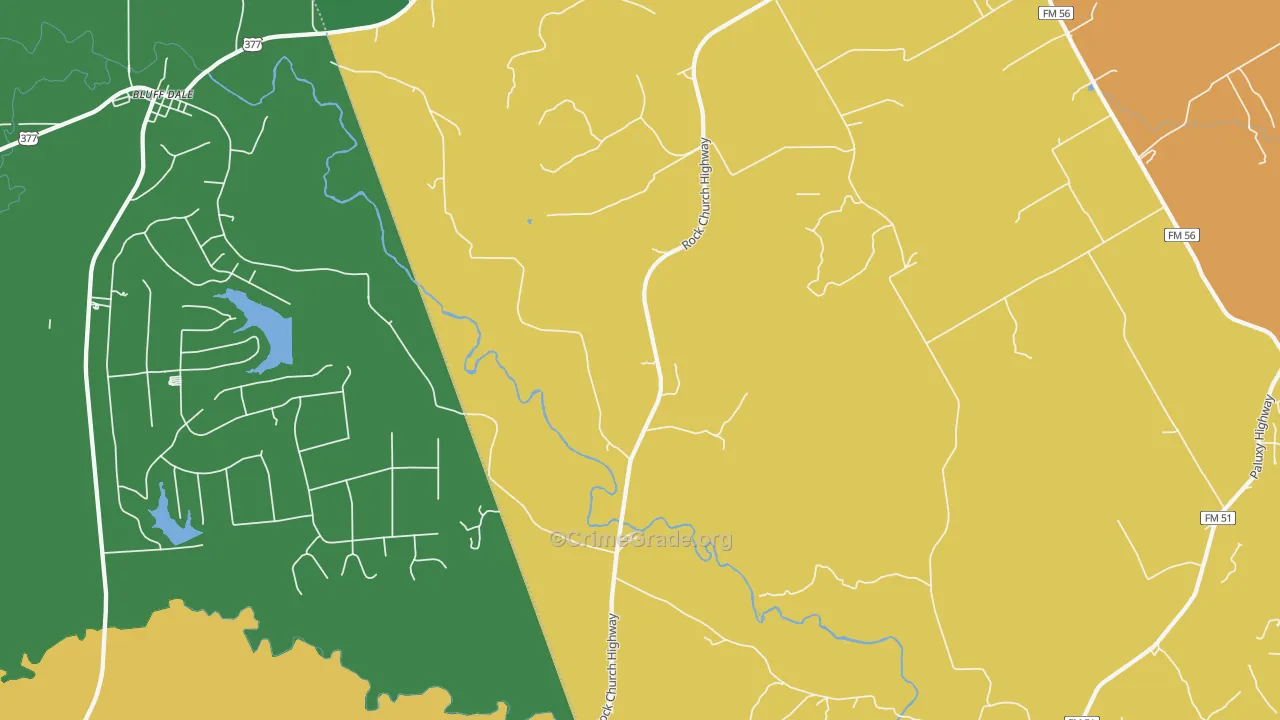 Paluxy, TX Map of Robbery Rates