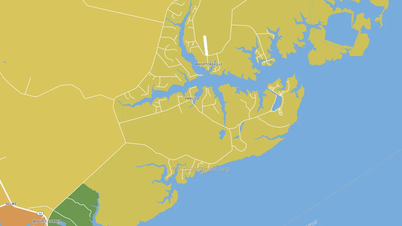 Pamlico, NC Map of Robbery Rates