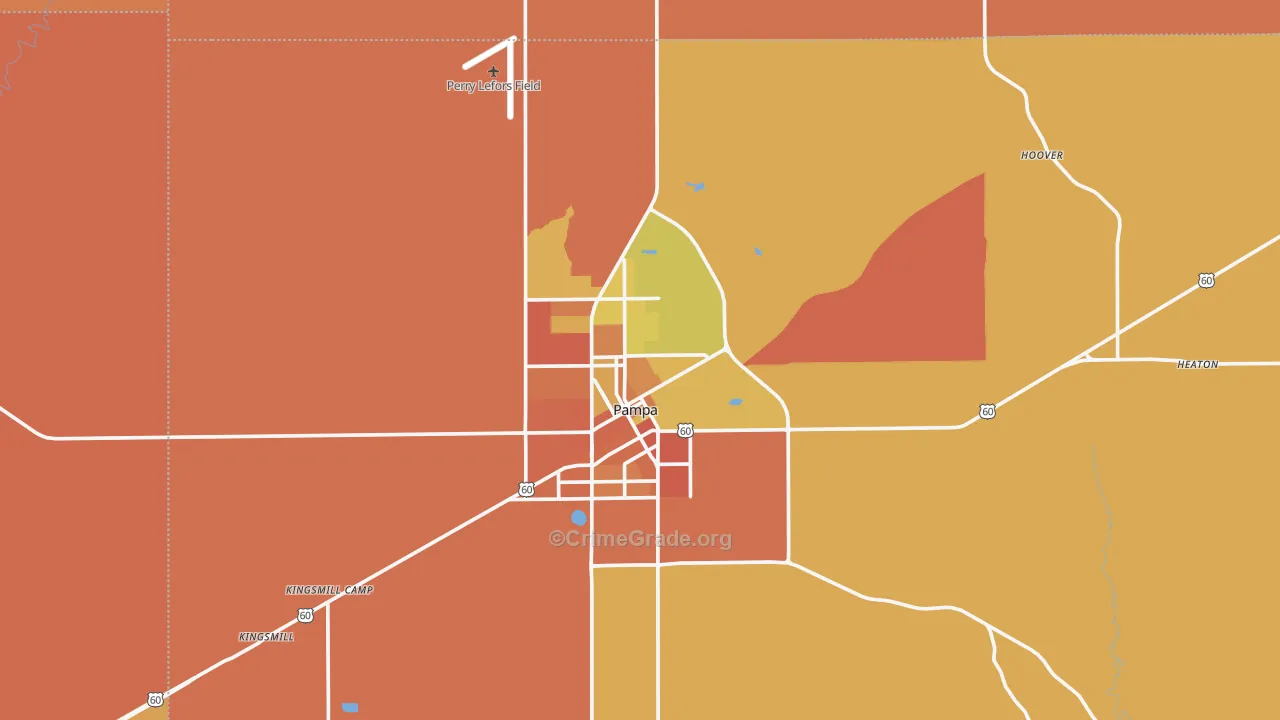 Pampa, TX Map of Robbery Rates