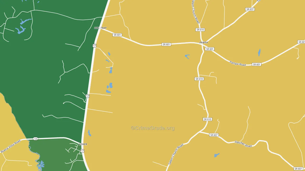 Pampa, VA Map of Robbery Rates