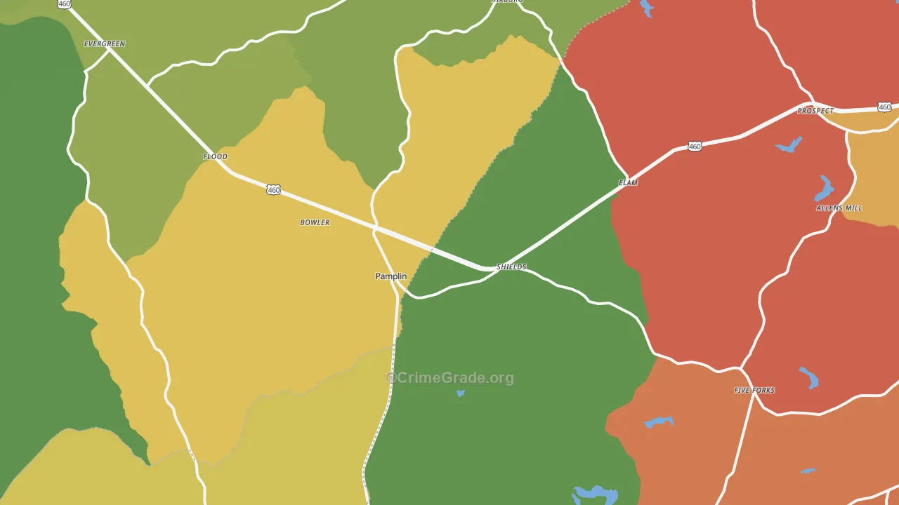 Pamplin, VA Map of Robbery Rates