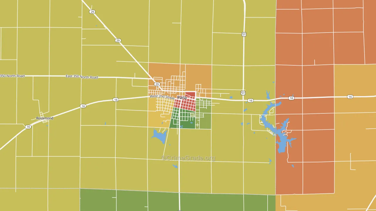 Pana, IL Map of Robbery Rates