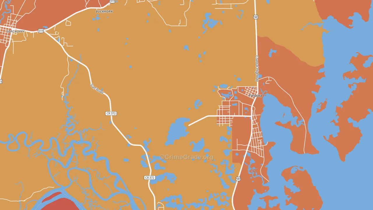 Panacea Park, FL Map of Robbery Rates