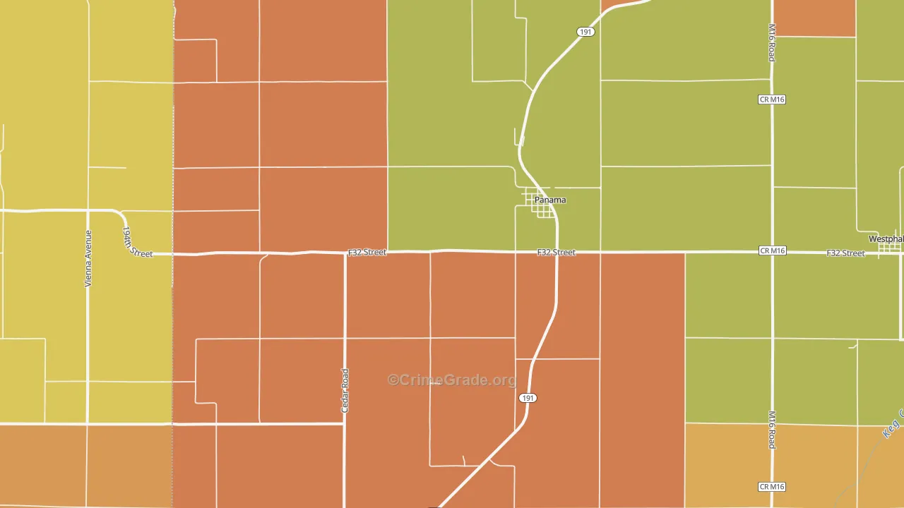 Panama, IA Map of Robbery Rates