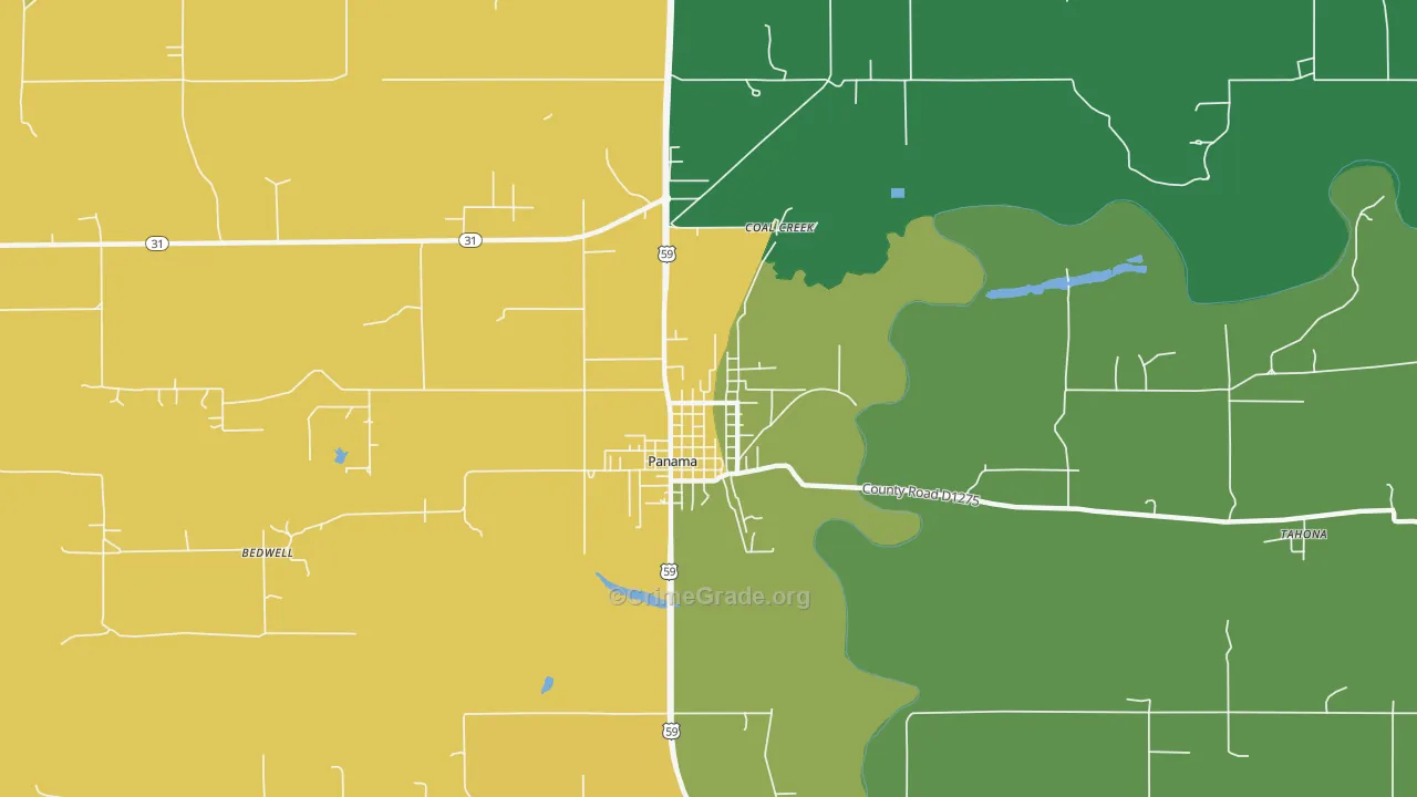 Panama, OK Map of Robbery Rates