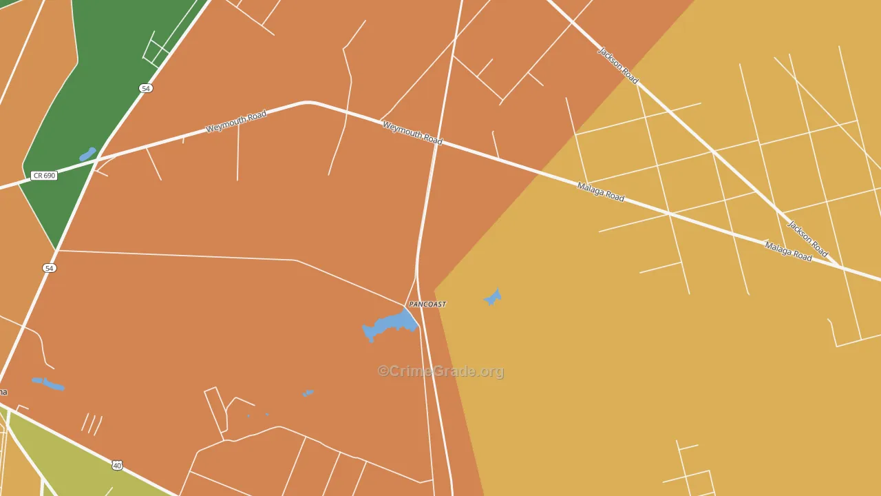 Pancoast, NJ Map of Robbery Rates