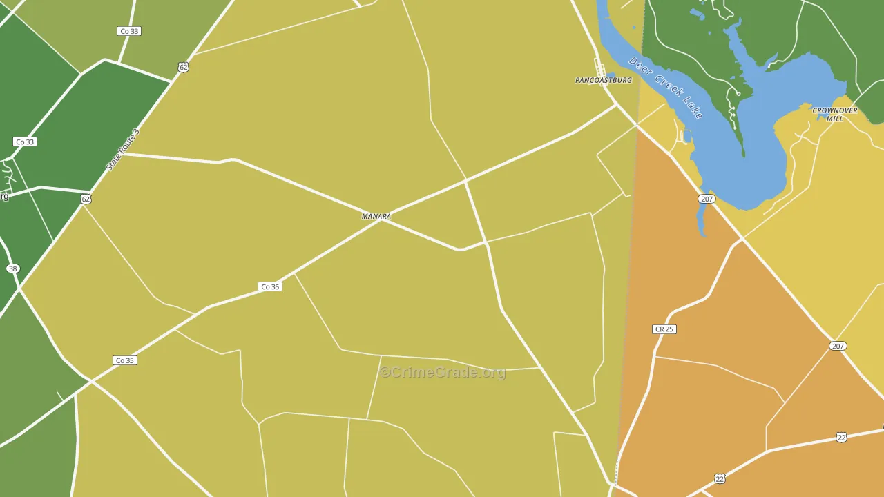 Pancoastburg, OH Map of Robbery Rates