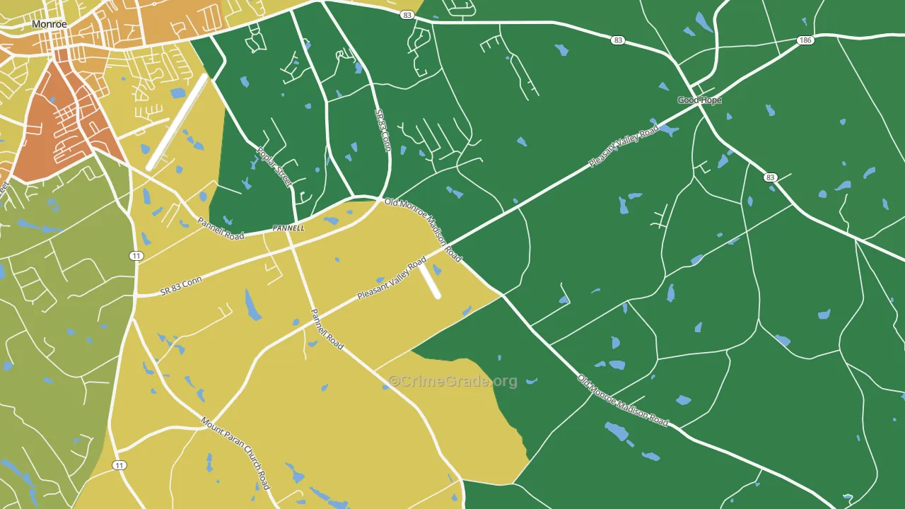 Pannell, GA Map of Robbery Rates