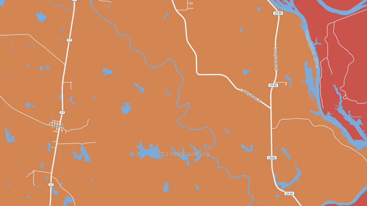 Panola, AL Map of Robbery Rates