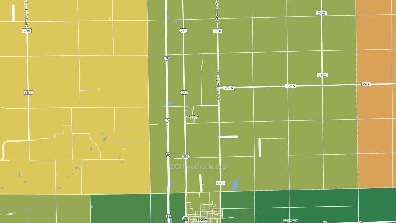Panola, IL Map of Robbery Rates