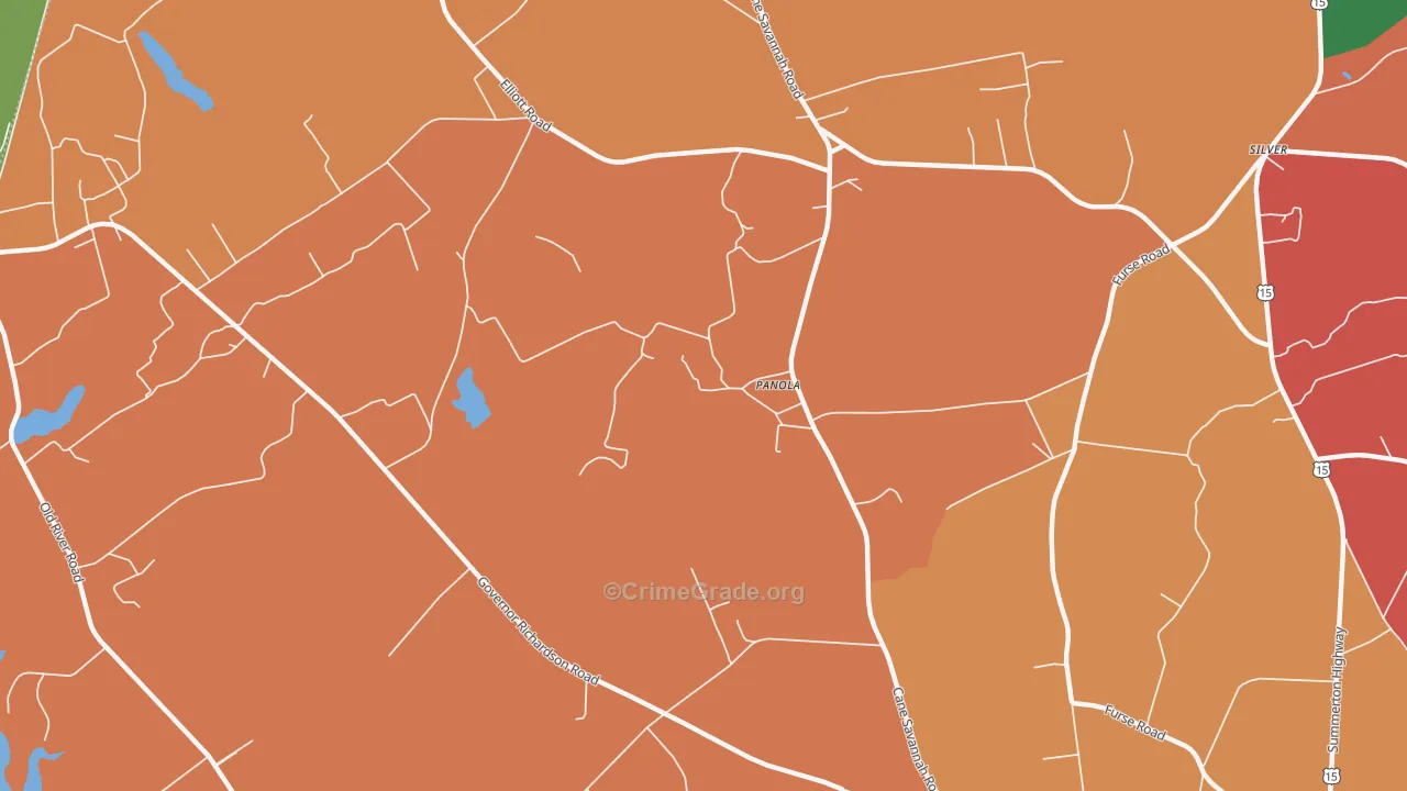 Panola, SC Map of Robbery Rates
