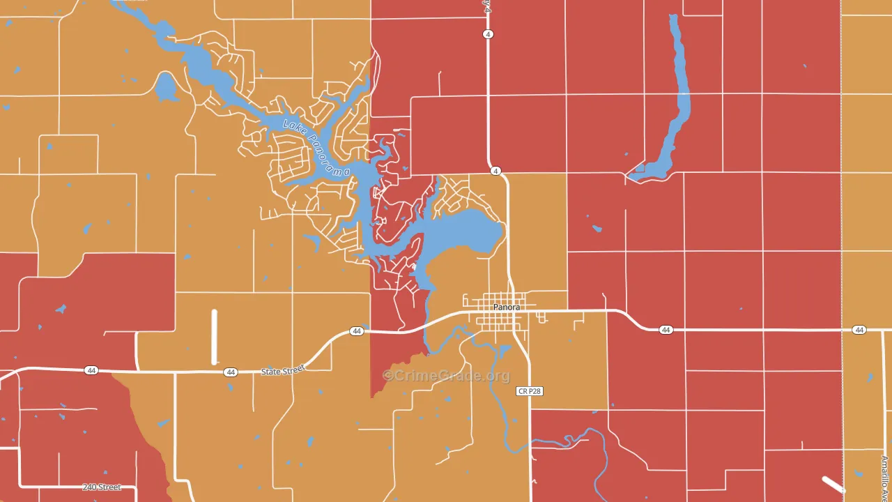 Panora, IA Map of Robbery Rates