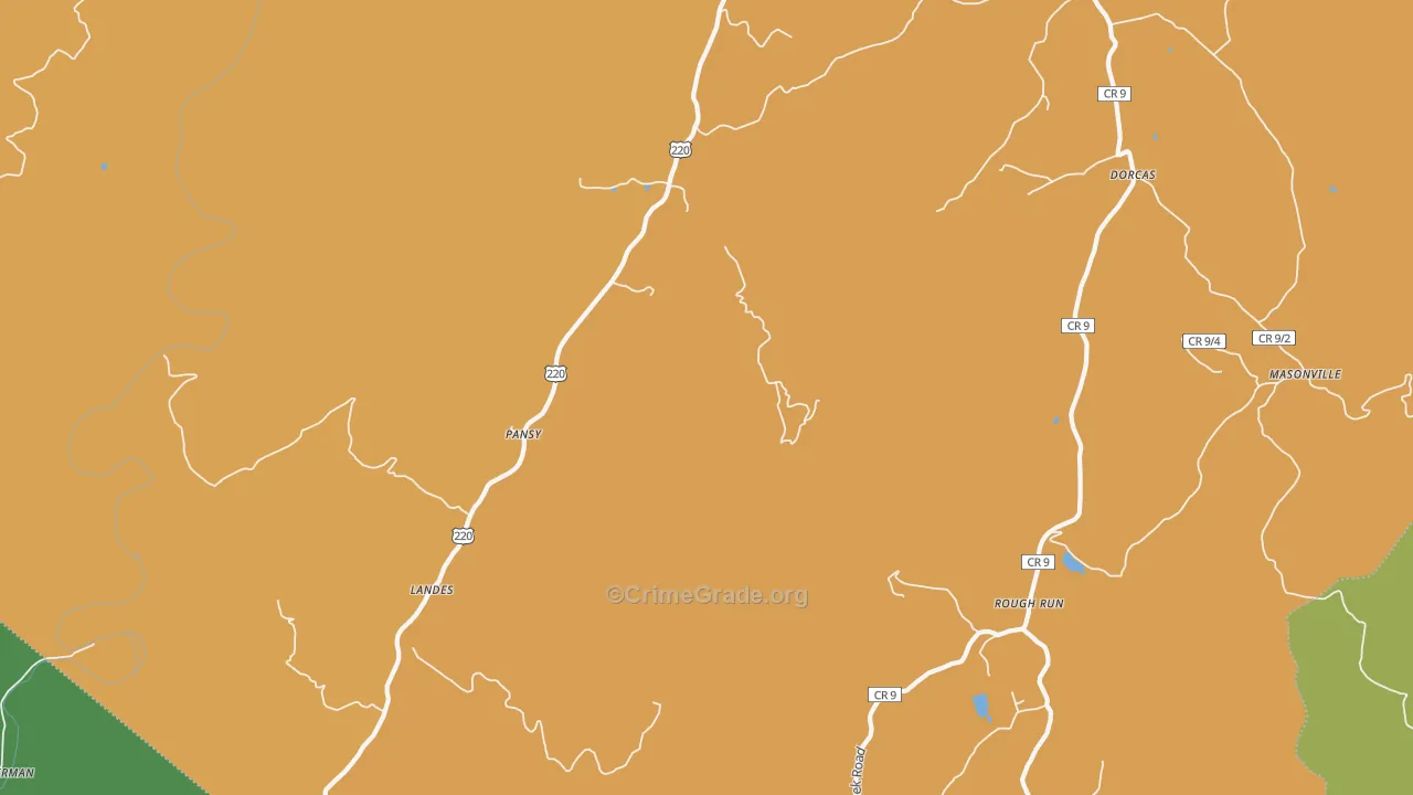 Pansy, WV Map of Robbery Rates