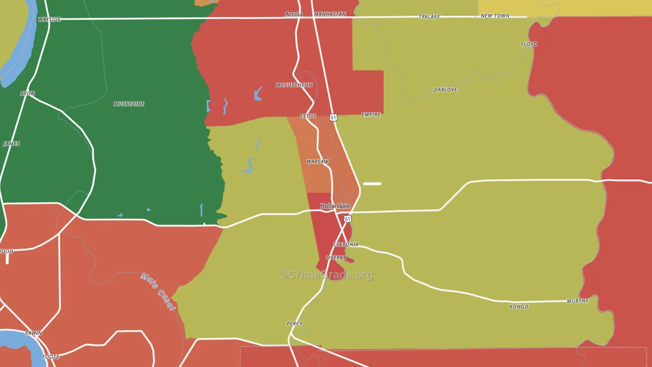 Panther Burn, MS Map of Robbery Rates