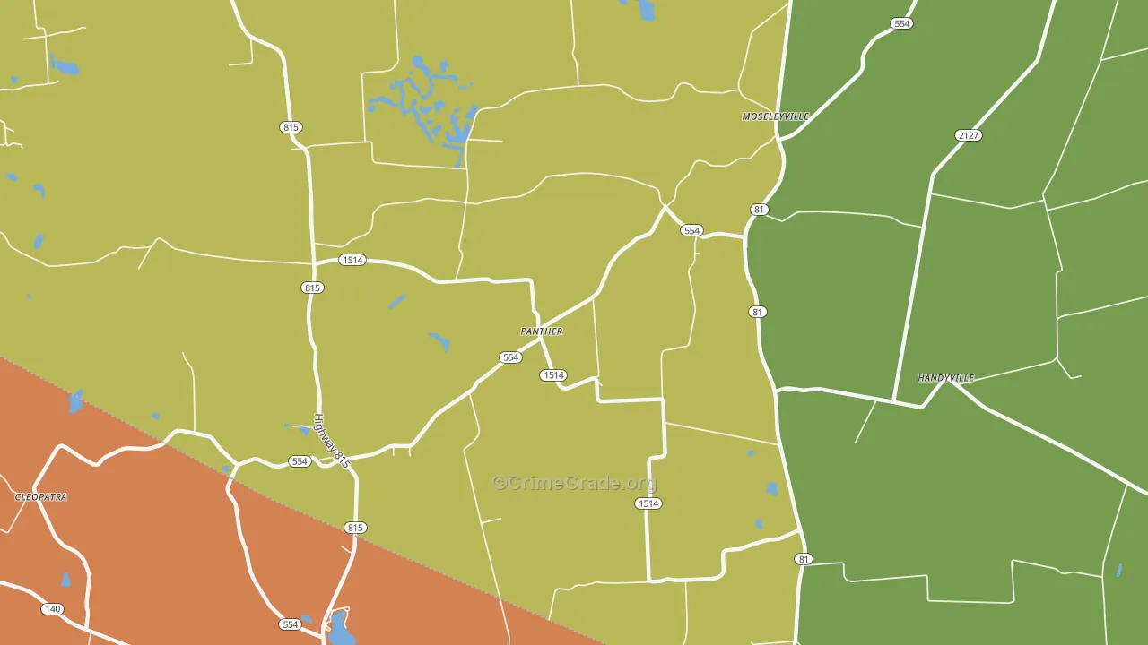 Panther, KY Map of Robbery Rates