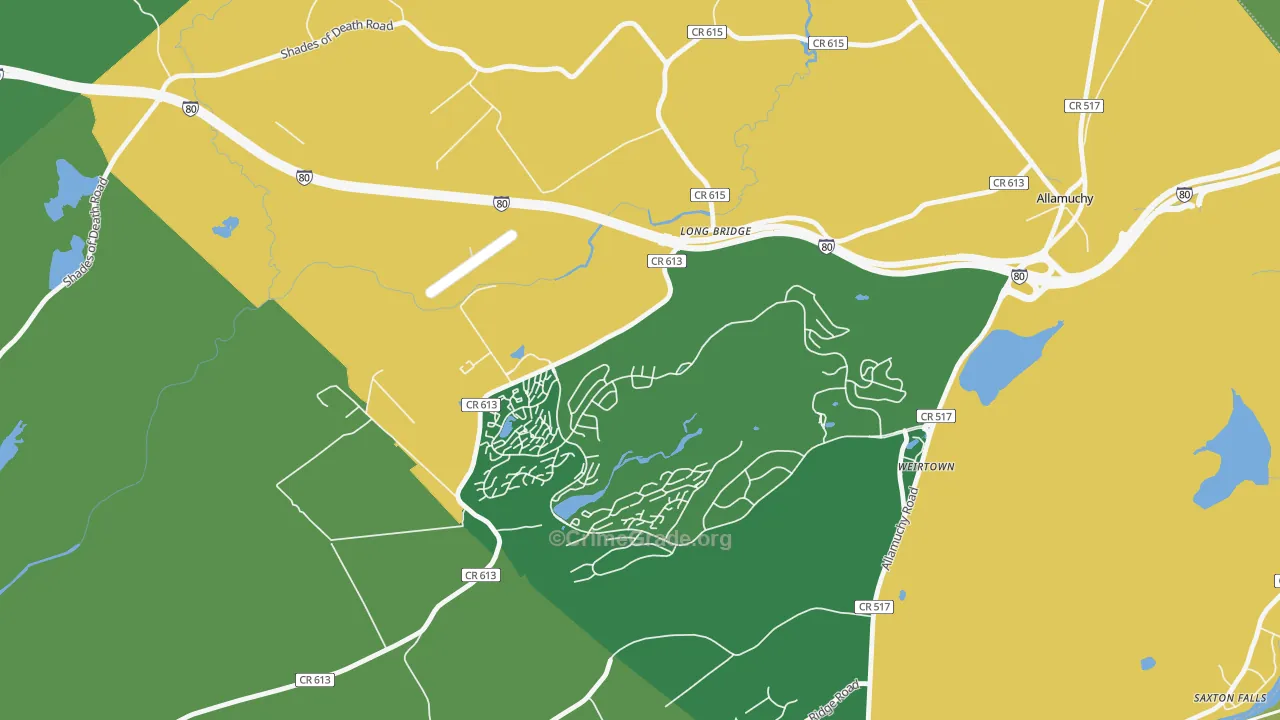 Panther Valley, NJ Map of Robbery Rates