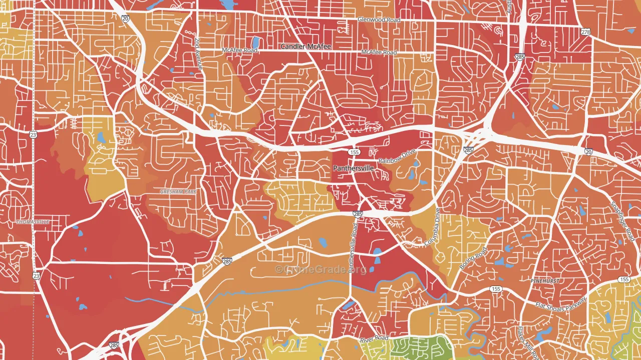 Panthersville, GA Map of Robbery Rates
