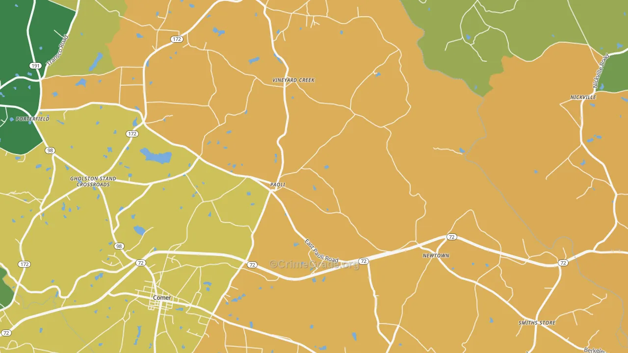 Paoli, GA Map of Robbery Rates