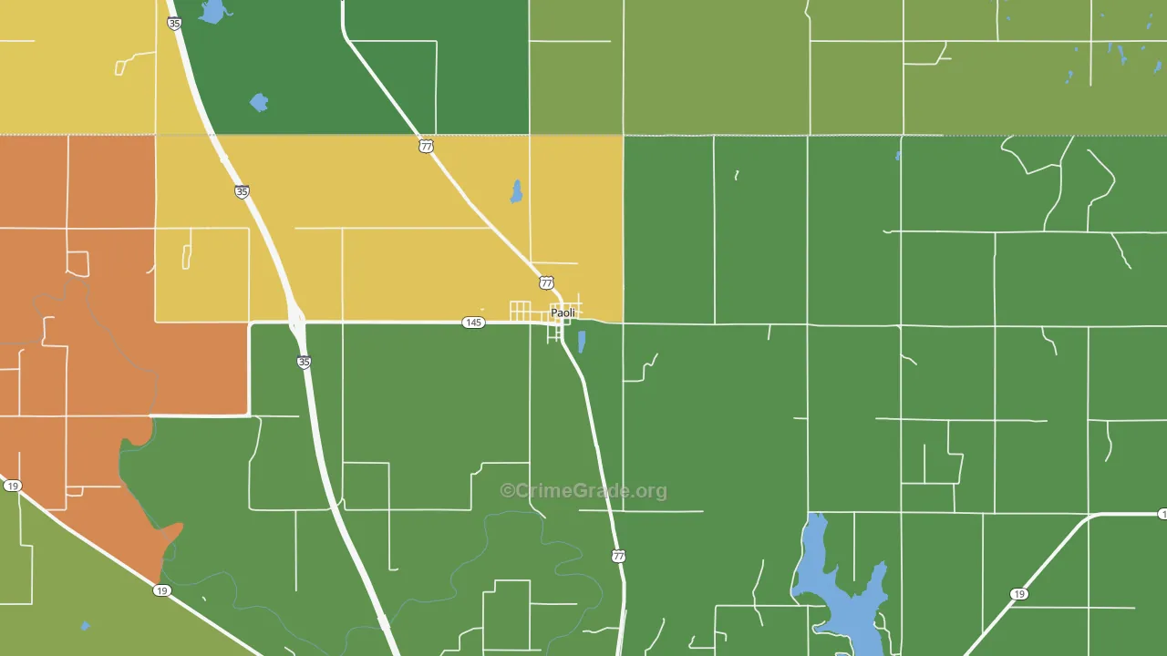 Paoli, OK Map of Robbery Rates
