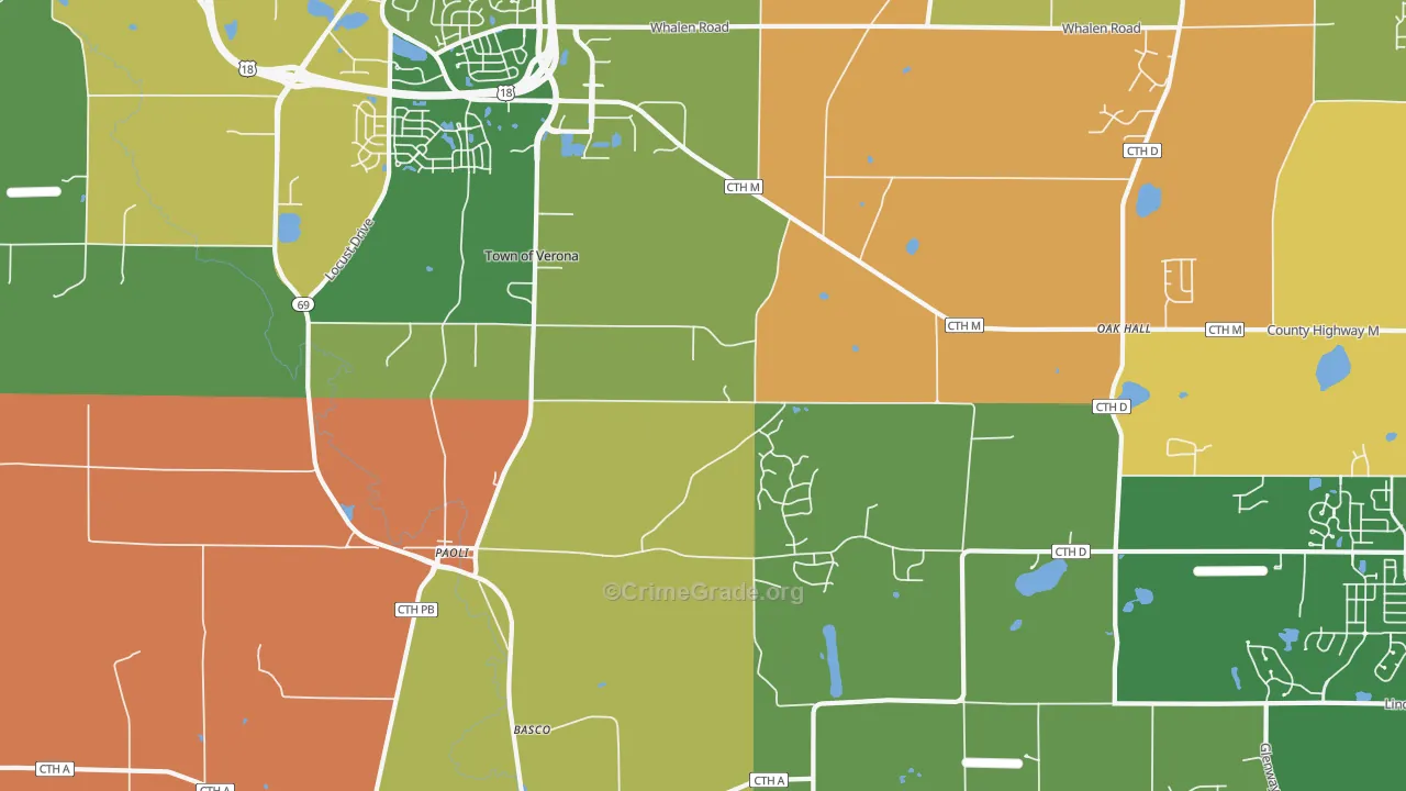 Paoli, WI Map of Robbery Rates